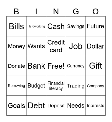 Financial literacy Bingo Card