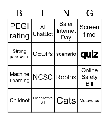 Online Safety Bingo Card