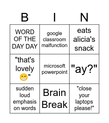 ms bailey Bingo Card