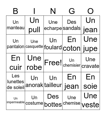 French Class is weird... Bingo Card