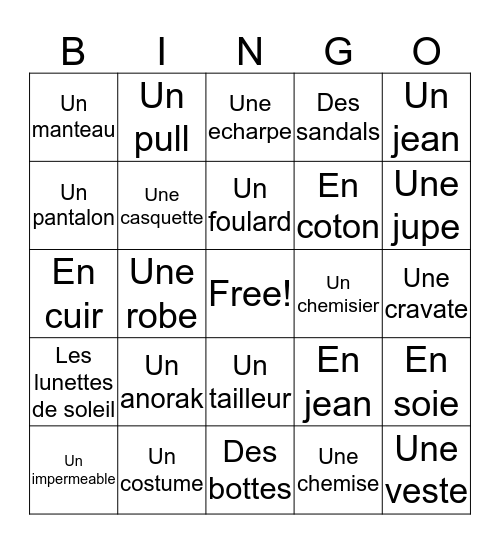 French Class is weird... Bingo Card