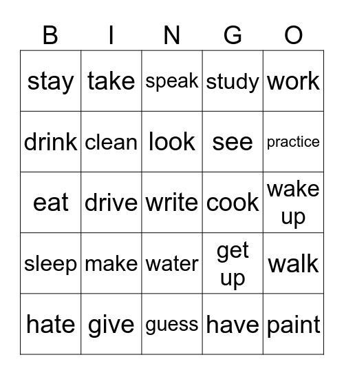 6th grade matching present tense verbs Bingo Card