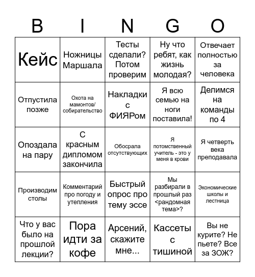 Бинго Муратовой Bingo Card