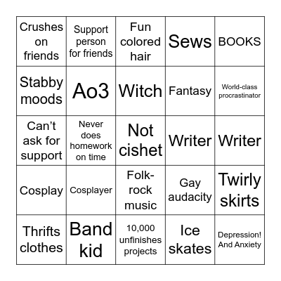 Jo’s bingo Card