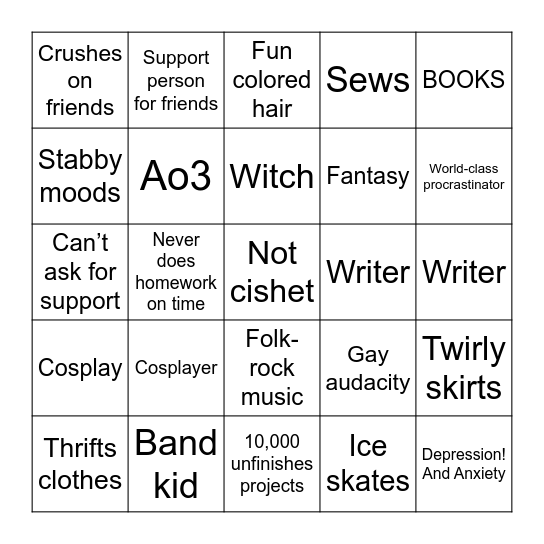 Jo’s bingo Card
