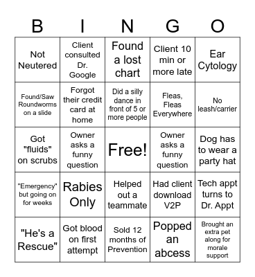 VETERINARY BINGO Card