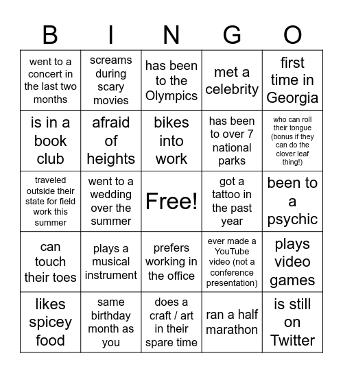 Untitled Bingo Card