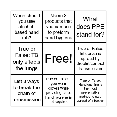 IPAC Bingo Card