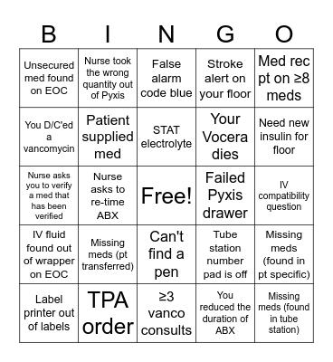 Pharmacy Week Bingo!!! Bingo Card