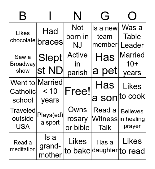 Women's Cornerstone Team XVII Bingo Card