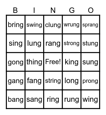 Glued Sounds Bingo Card