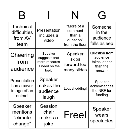 Research Day Bingo! Bingo Card