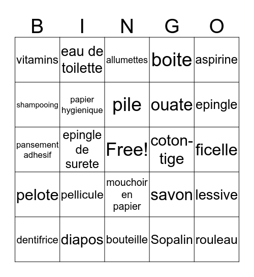 Comment faire des achats... Bingo Card