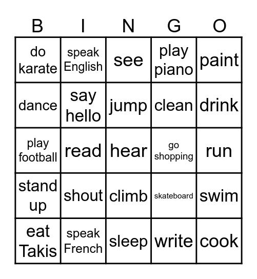 Can you? Bingo Card