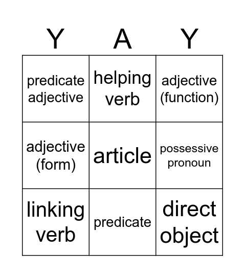 Form and Function Bingo Card