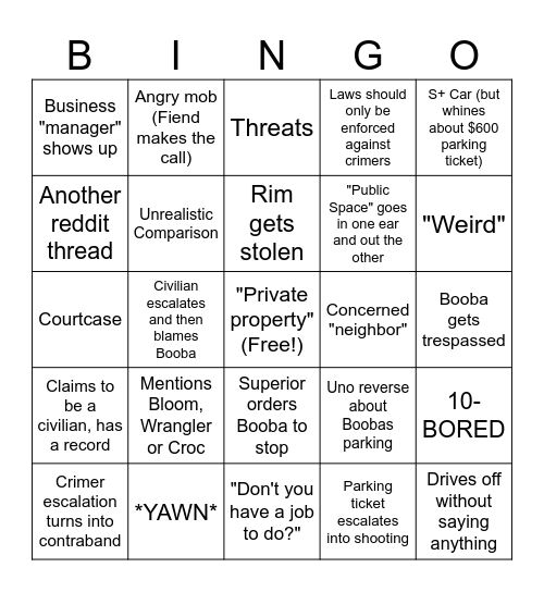 FienParking Bingo v3 Bingo Card