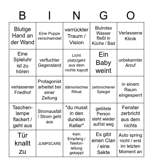 Tottis IndieHorrorBingo Card