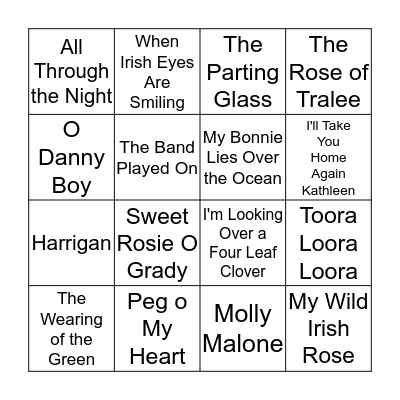 St. Patrick's Day Bingo Card