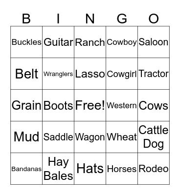 Cowboy BINGO Card