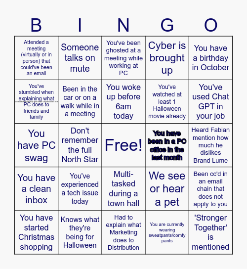 Marketing Bingo Card