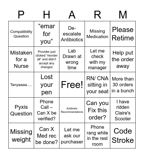 Pharmacy Week Bingo 2023 - Rph inpt Bingo Card