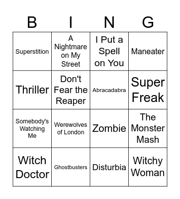 Halloween Bingo Card