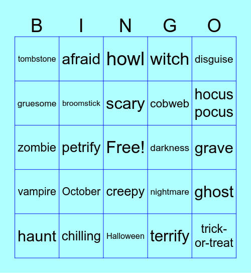 Spooky season Bingo Card