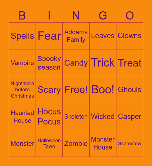 Spook-tacular Bingo Card