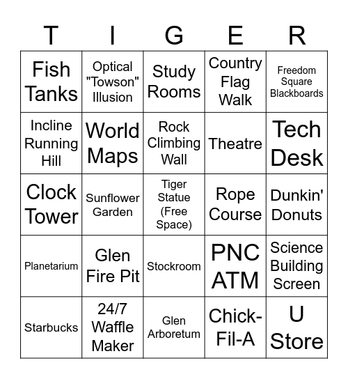 Tiger Bingo Card