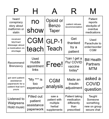Pharmacy Week Bingo AmCare Bingo Card