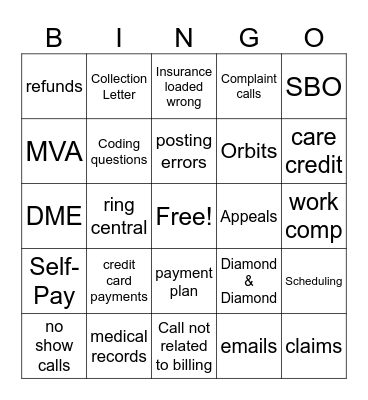 Billing Bingo Card