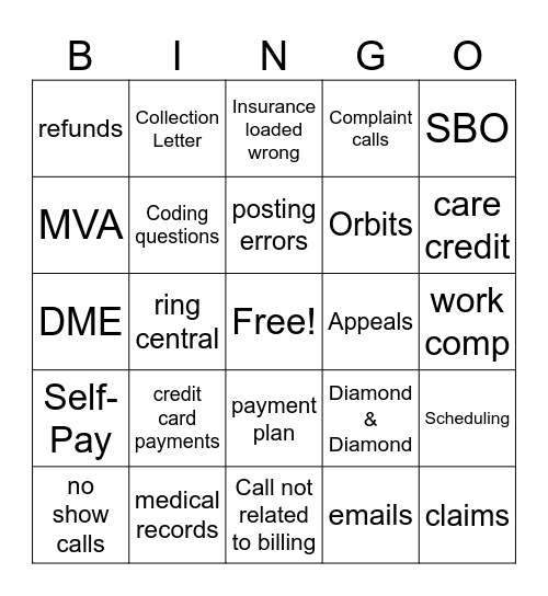 Billing Bingo Card