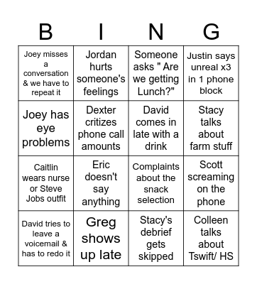 Phone Block Bingo Card