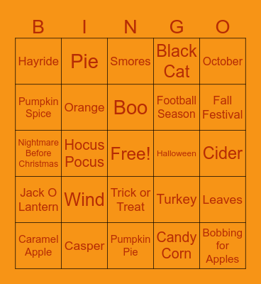 Not Quite Halloween Bingo Card