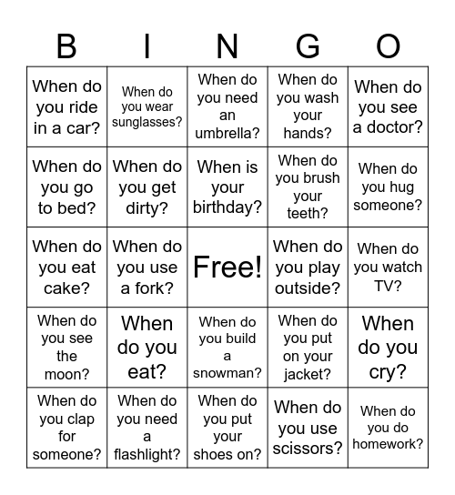 When Bingo Card