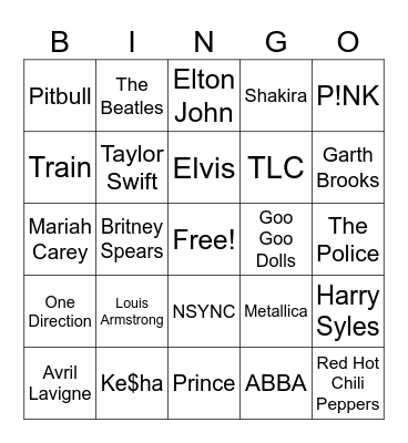 MUSIC BINGO Card