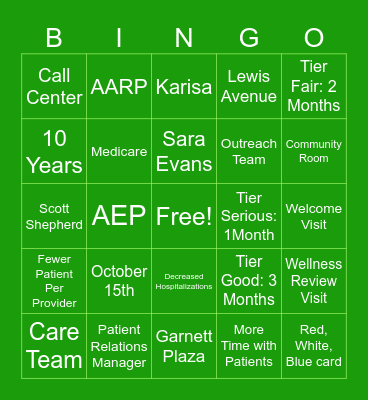 Oak Street Health Bingo Card