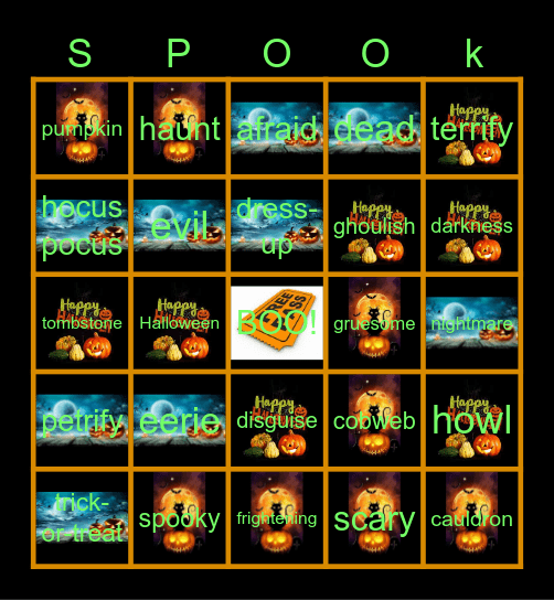 Spooko Bingo Card