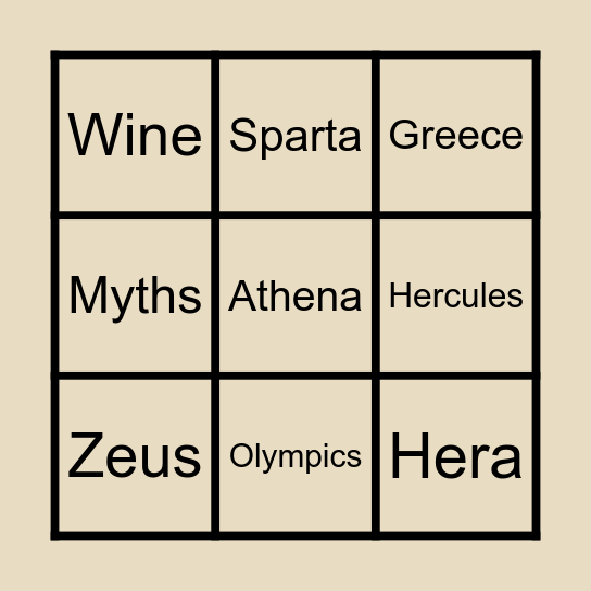 Greek Bingo Card