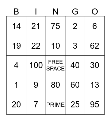PERFECT SQUARE BINGO  Bingo Card
