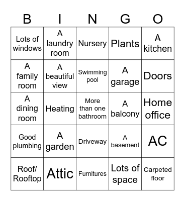 House Bingo Card