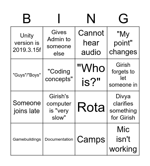 Untitled Bingo Card