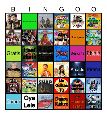 Muziek bingo Bastiaan Bingo Card