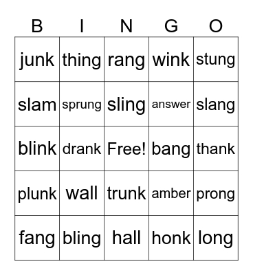 Glued Sounds Bingo Card