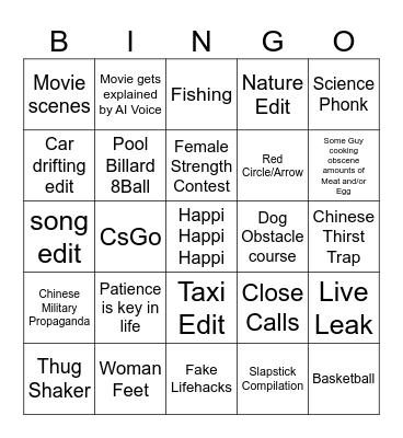 Douyin Bingo Card