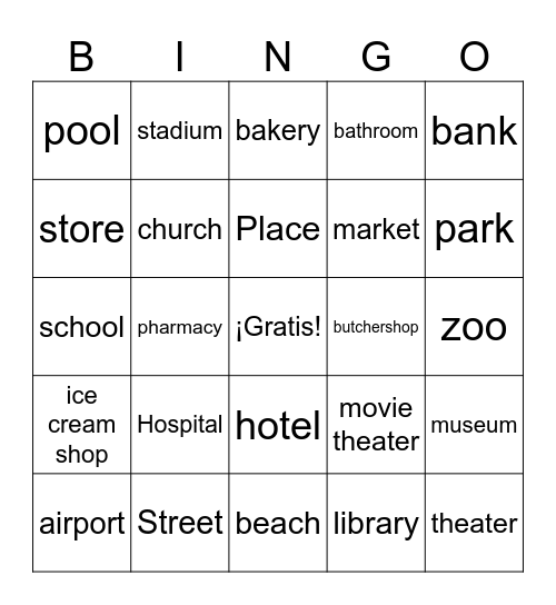 Los Lugares Bingo Card