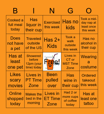 Happy Hour BINGO Card