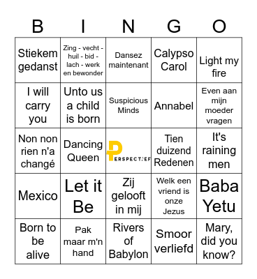 Muziekbingo christelijk bejaardenkoor (oktober 2023) Bingo Card