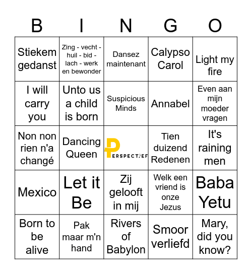 Muziekbingo christelijk bejaardenkoor (oktober 2023) Bingo Card