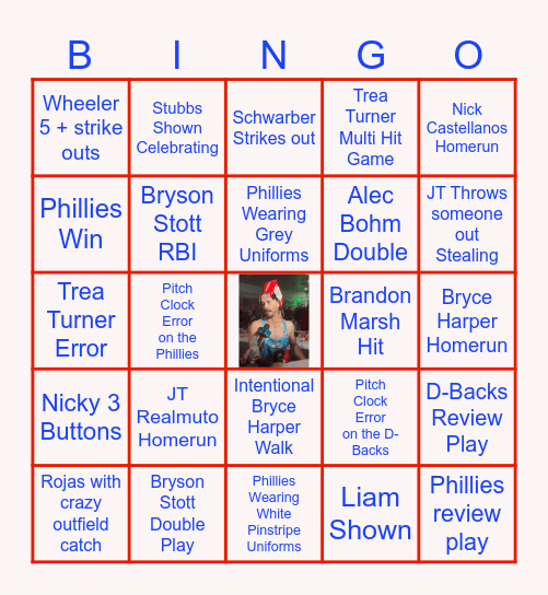 Phillies vs. Diamond Backs Game 1 - NLCS Bingo Card